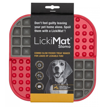 MATA TACKA DO LIZANIA DLA PSA KOTA ANTYSTRESOWA SPOWALNIAJĄCA JEDZENIE LICKIMAT SLOMO CZERWONA 20x20cm