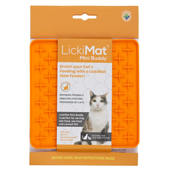 MATA TACKA DO LIZANIA DLA PSA KOTA ANTYSTRESOWA SPOWALNIAJĄCA JEDZENIE LICKIMAT CLASSIC MINI BUDDY POMARAŃCZOWA 15x15cm